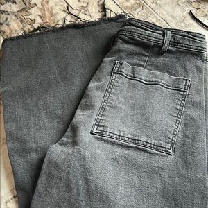 Zara size 8 wide leg jeans in a grayish black with raw hem